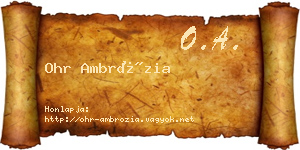 Ohr Ambrózia névjegykártya